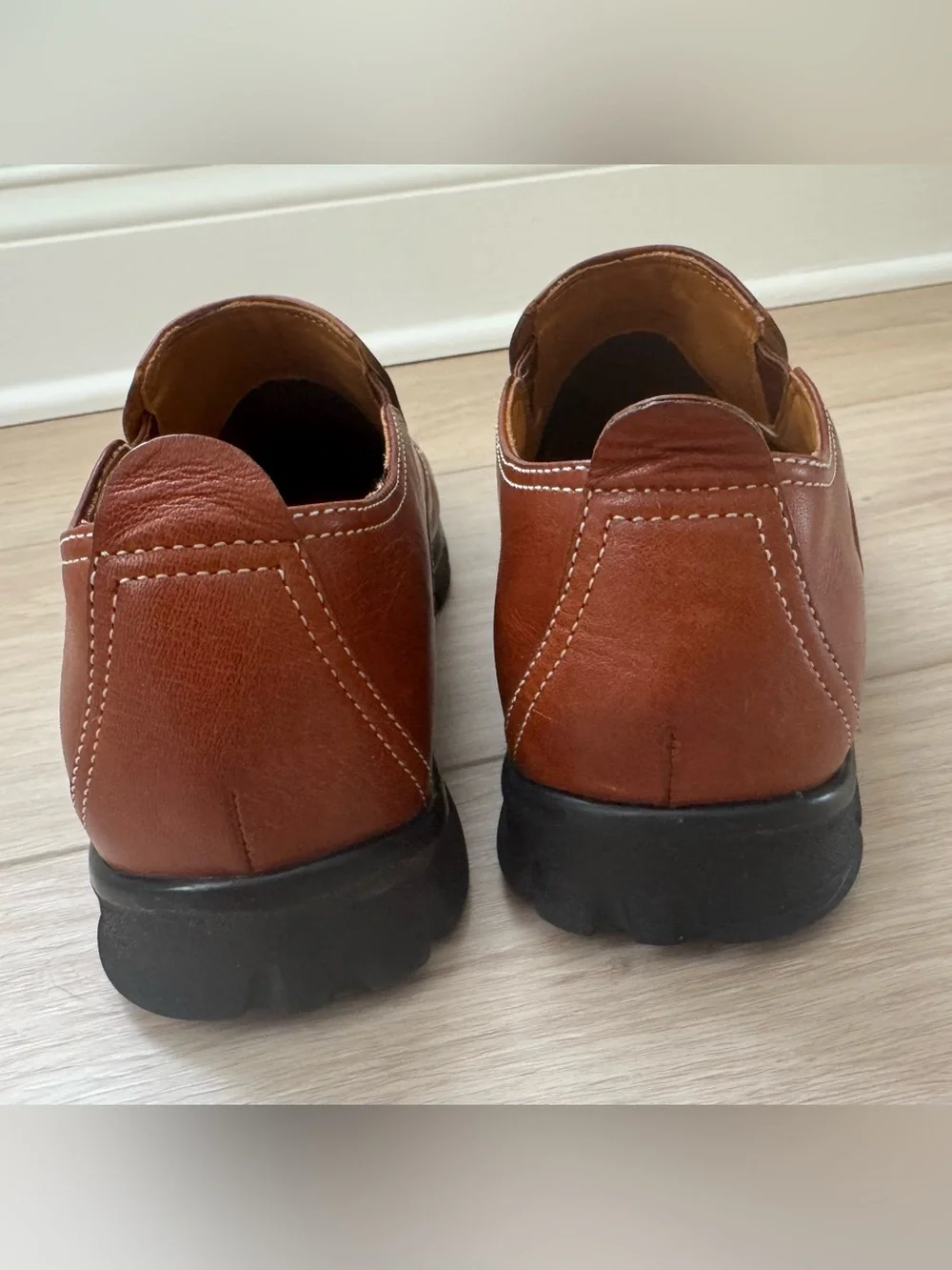 Cole Haan Men’s 8M Nike Air brown leather slip-on driving loafers dress shoes